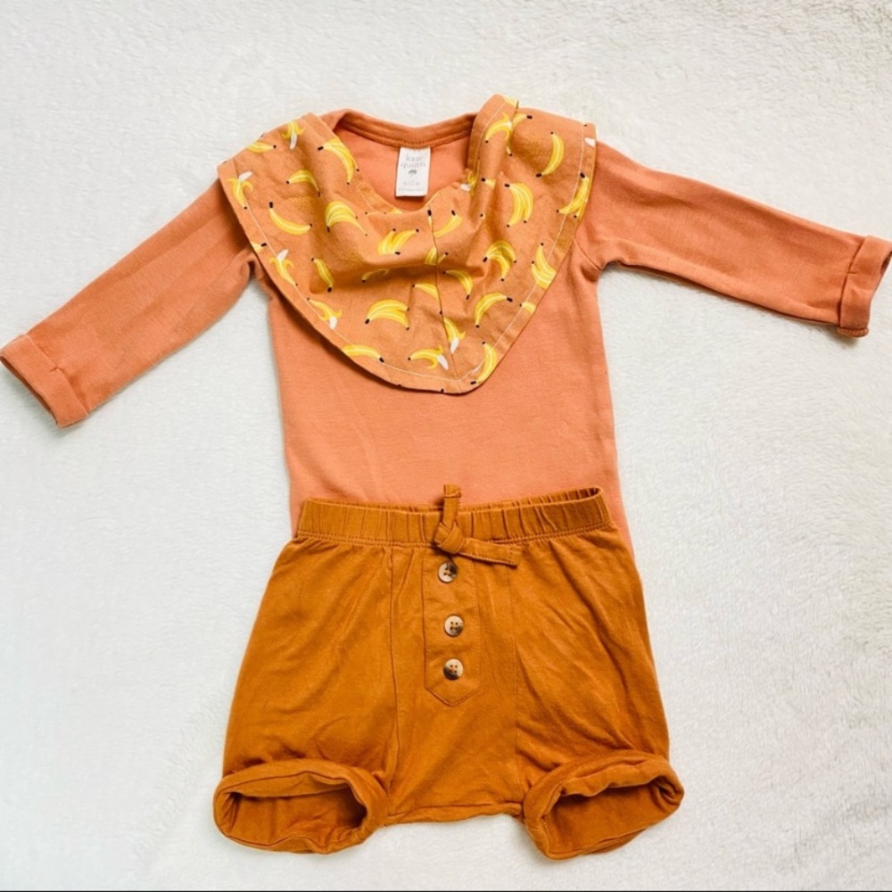 Kate Quinn matching set shorts + bodysuit + triangle bib Bundle bananas orange